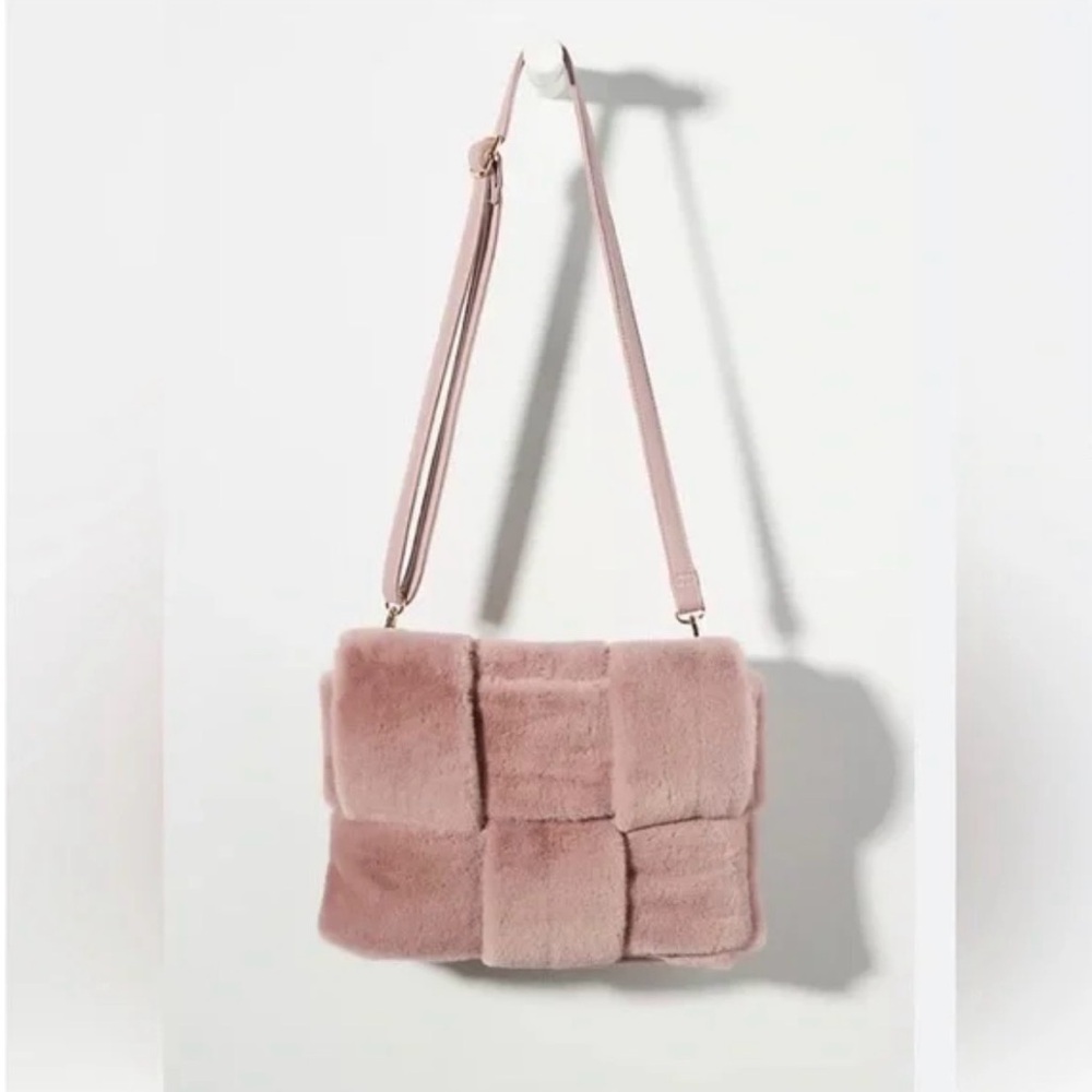 Anthropologie Faux Fur Woven Purse